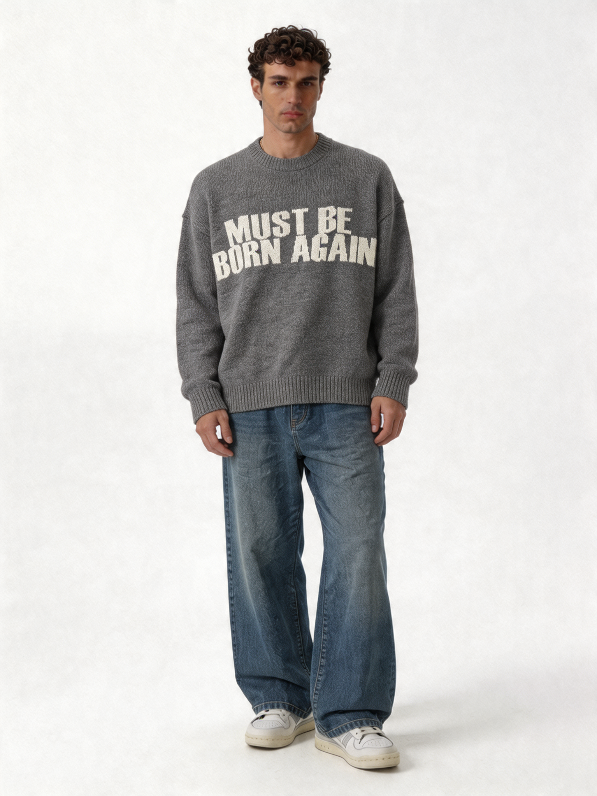 Print Sweater Knit Oversized Fit - kracked