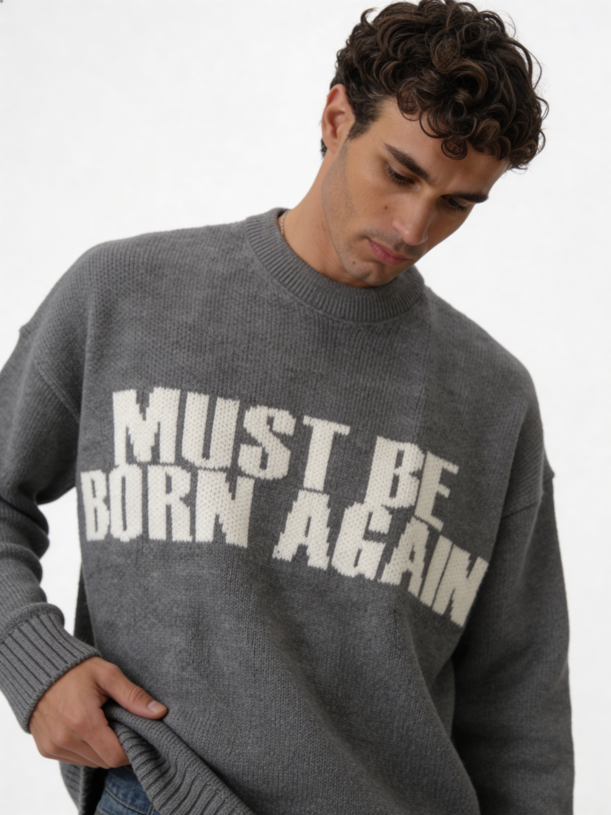 Print Sweater Knit Oversized Fit - kracked