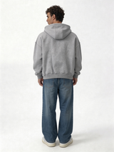 Logo Graphic Zip Hoodie Cotton Blend Oversized Fit - locco