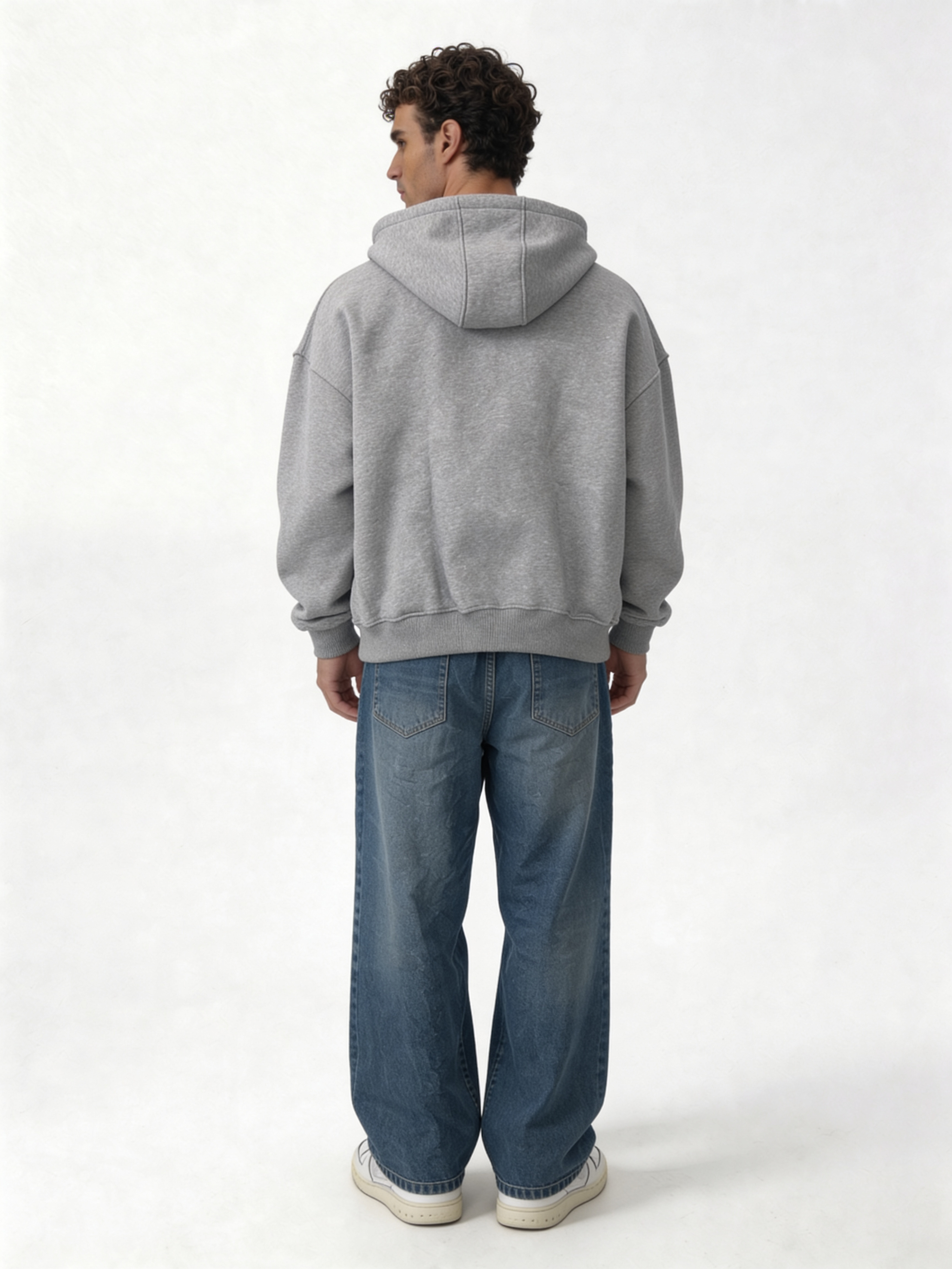 Logo Graphic Zip Hoodie Cotton Blend Oversized Fit - locco