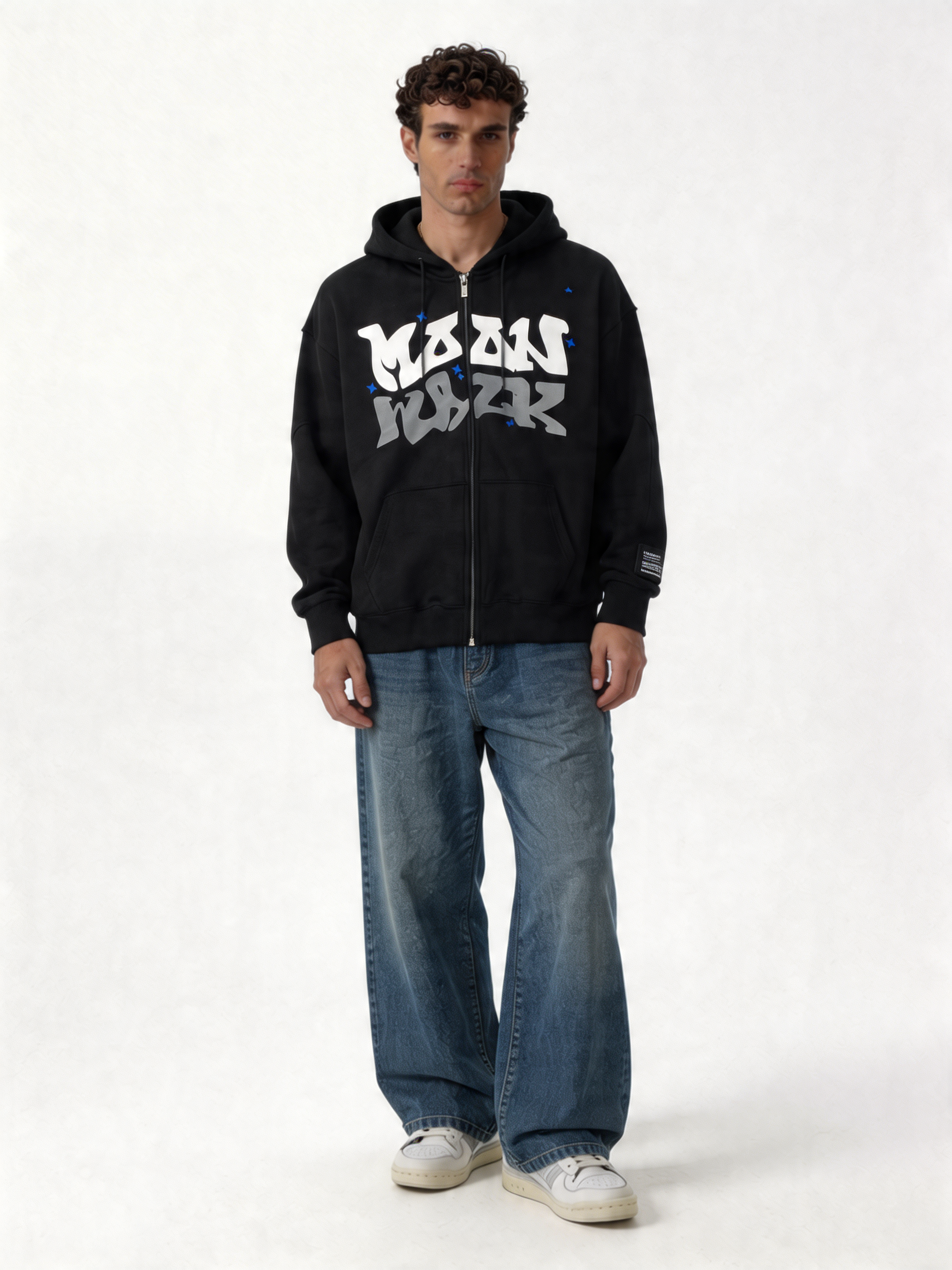 Graffiti Graphic Hoodie Cotton Relaxed Fit - moonwalk