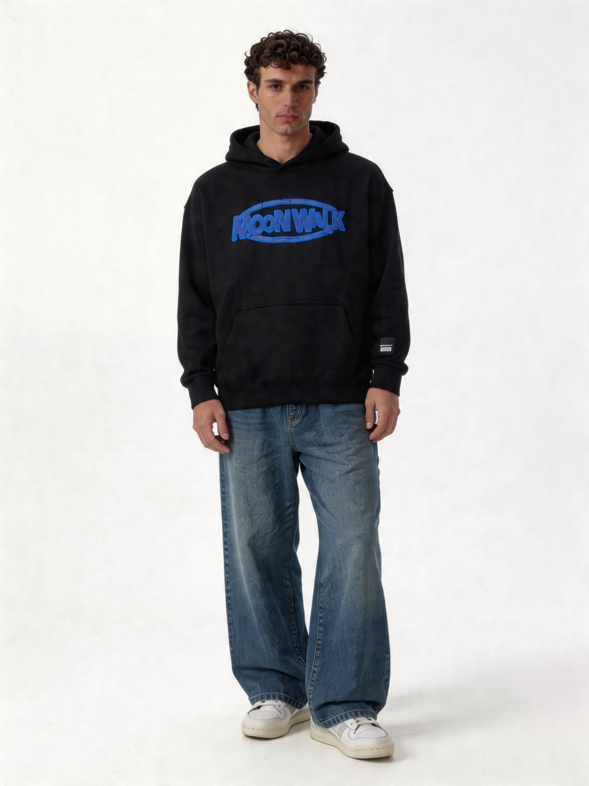 Embroidered Logo Hoodie Cotton Oversized Fit - moonwalk
