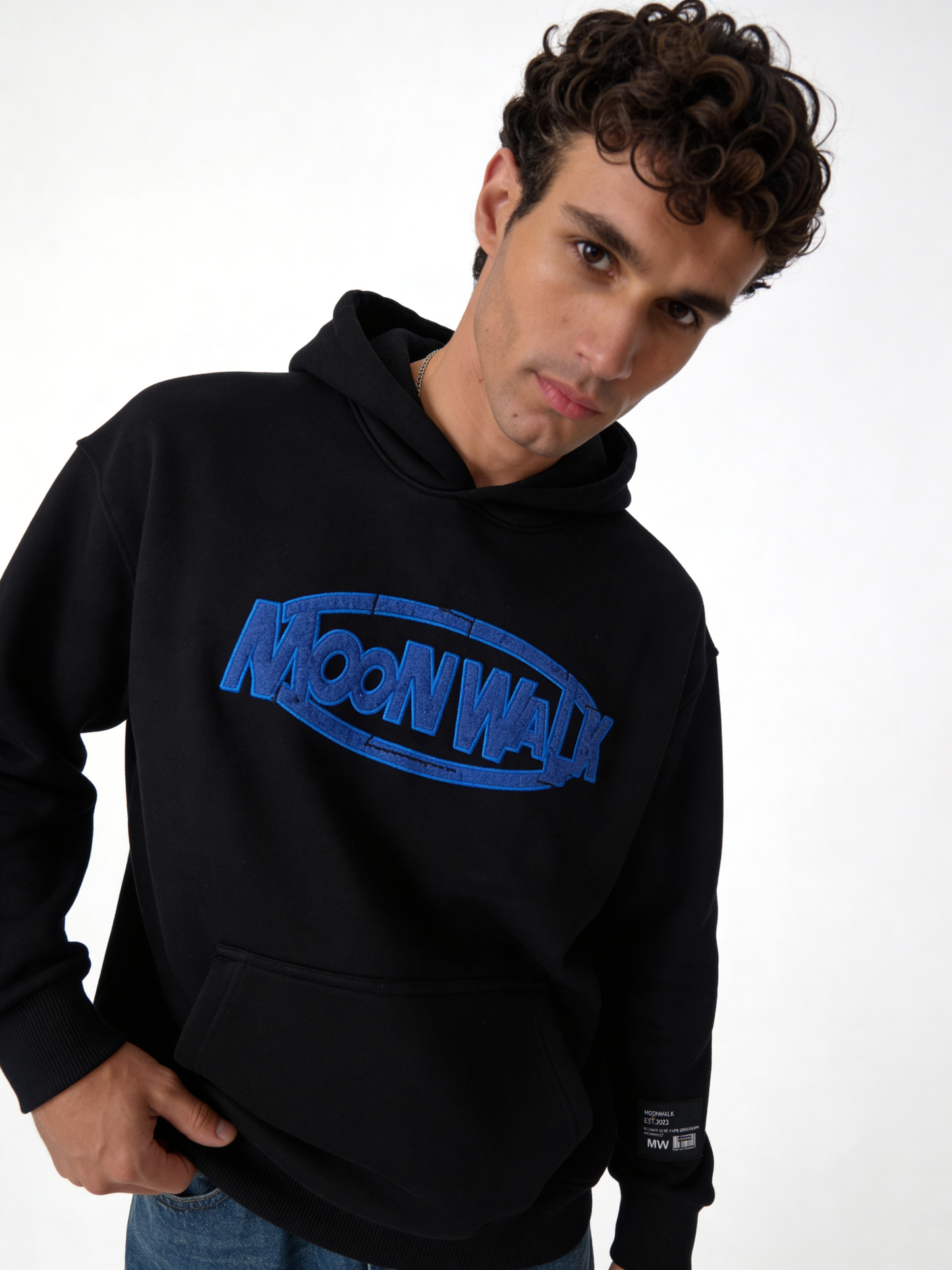 Embroidered Logo Hoodie Cotton Oversized Fit - moonwalk