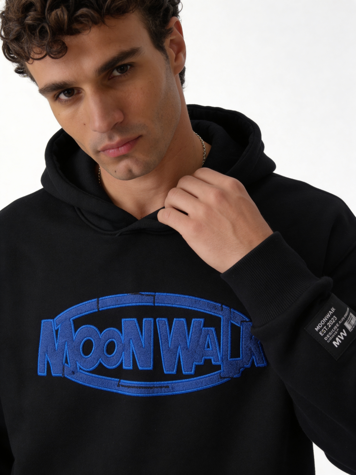 Embroidered Logo Hoodie Cotton Oversized Fit - moonwalk