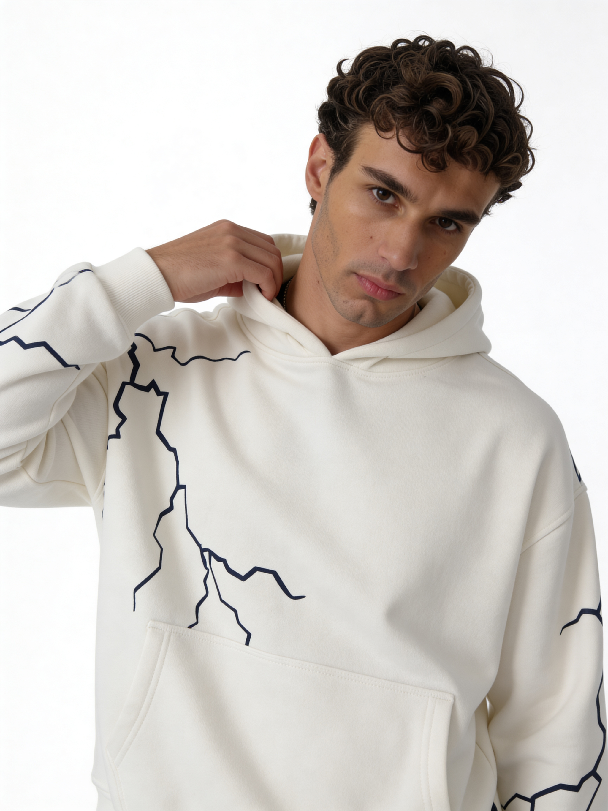 Lightning Graphic Hoodie Cotton Oversized Fit - pulp