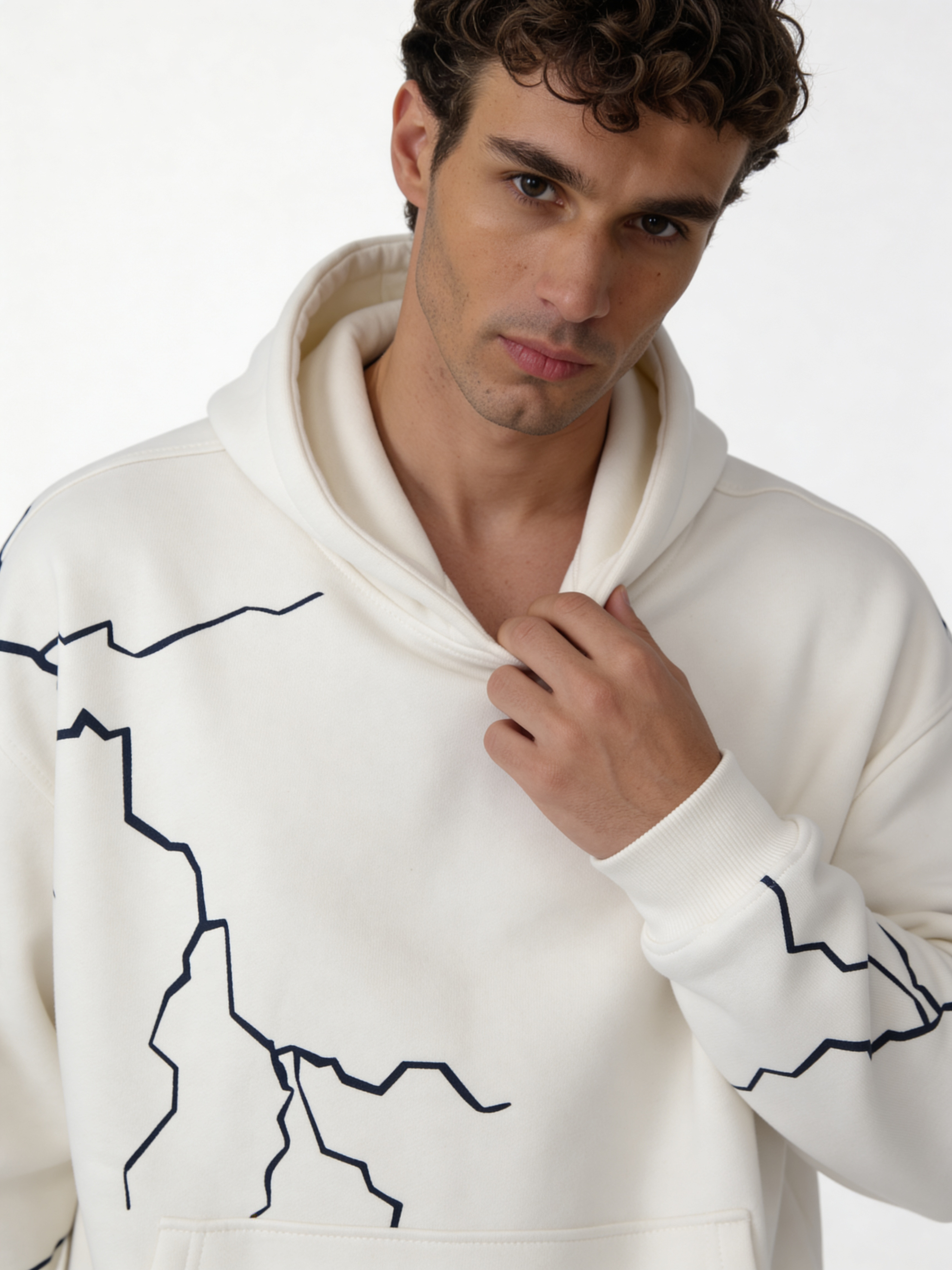 Lightning Graphic Hoodie Cotton Oversized Fit - pulp