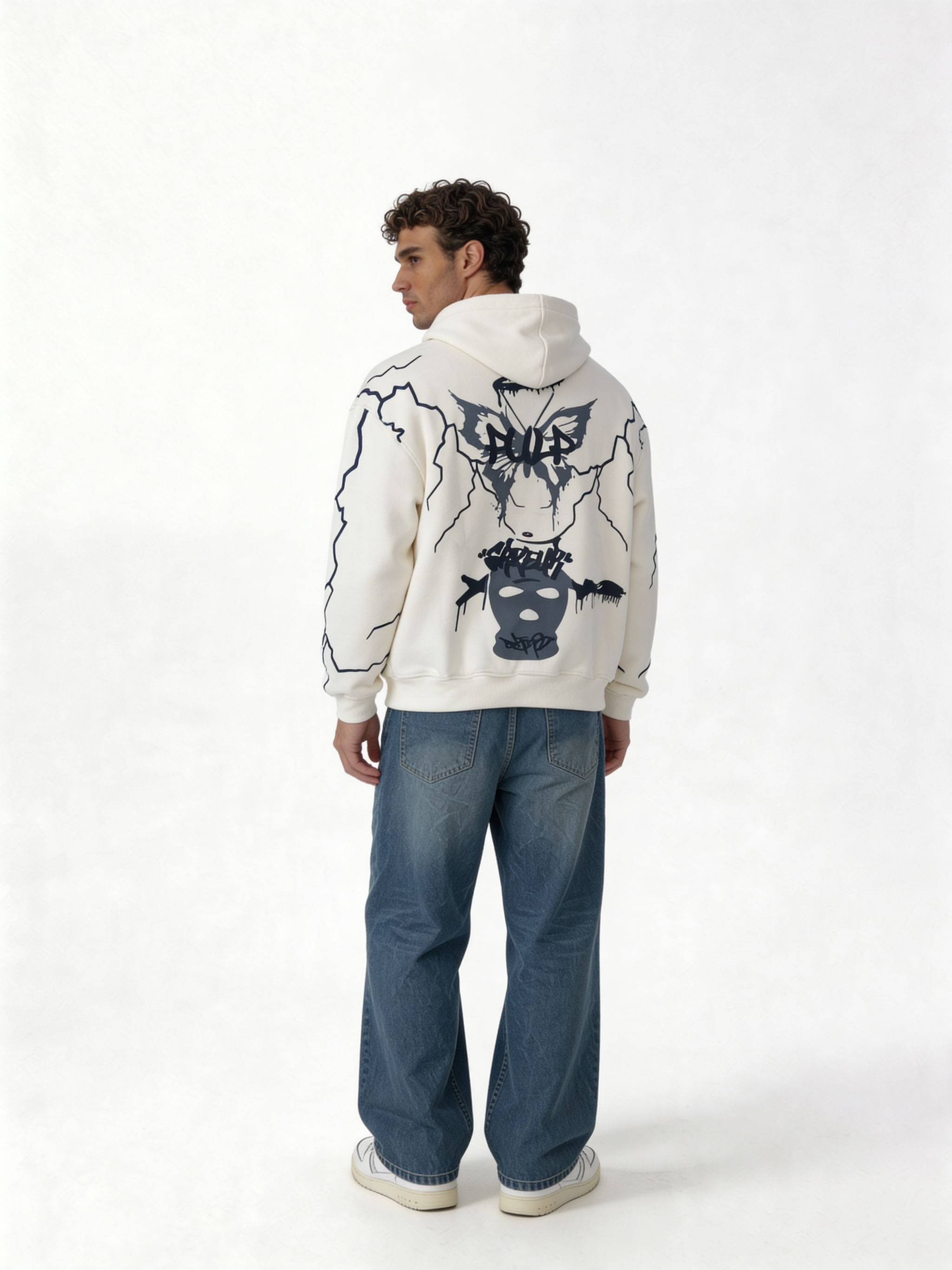 Lightning Graphic Hoodie Cotton Oversized Fit - pulp