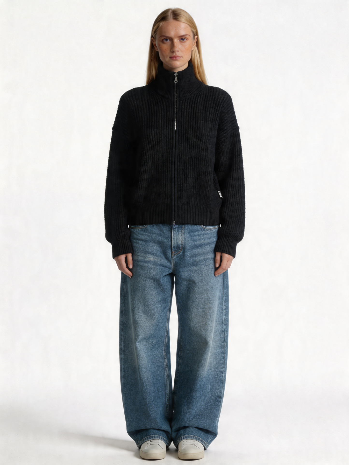 Ribbed Zip Sweater Knit Relaxed Fit - Zedzee