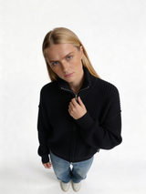 Ribbed Zip Sweater Knit Relaxed Fit - Zedzee