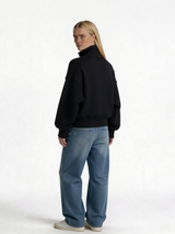 Ribbed Zip Sweater Knit Relaxed Fit - Zedzee