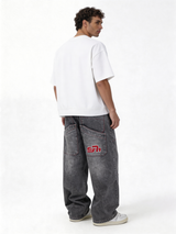 Relaxed Denim Cargo Pants with Patch Detail - seven