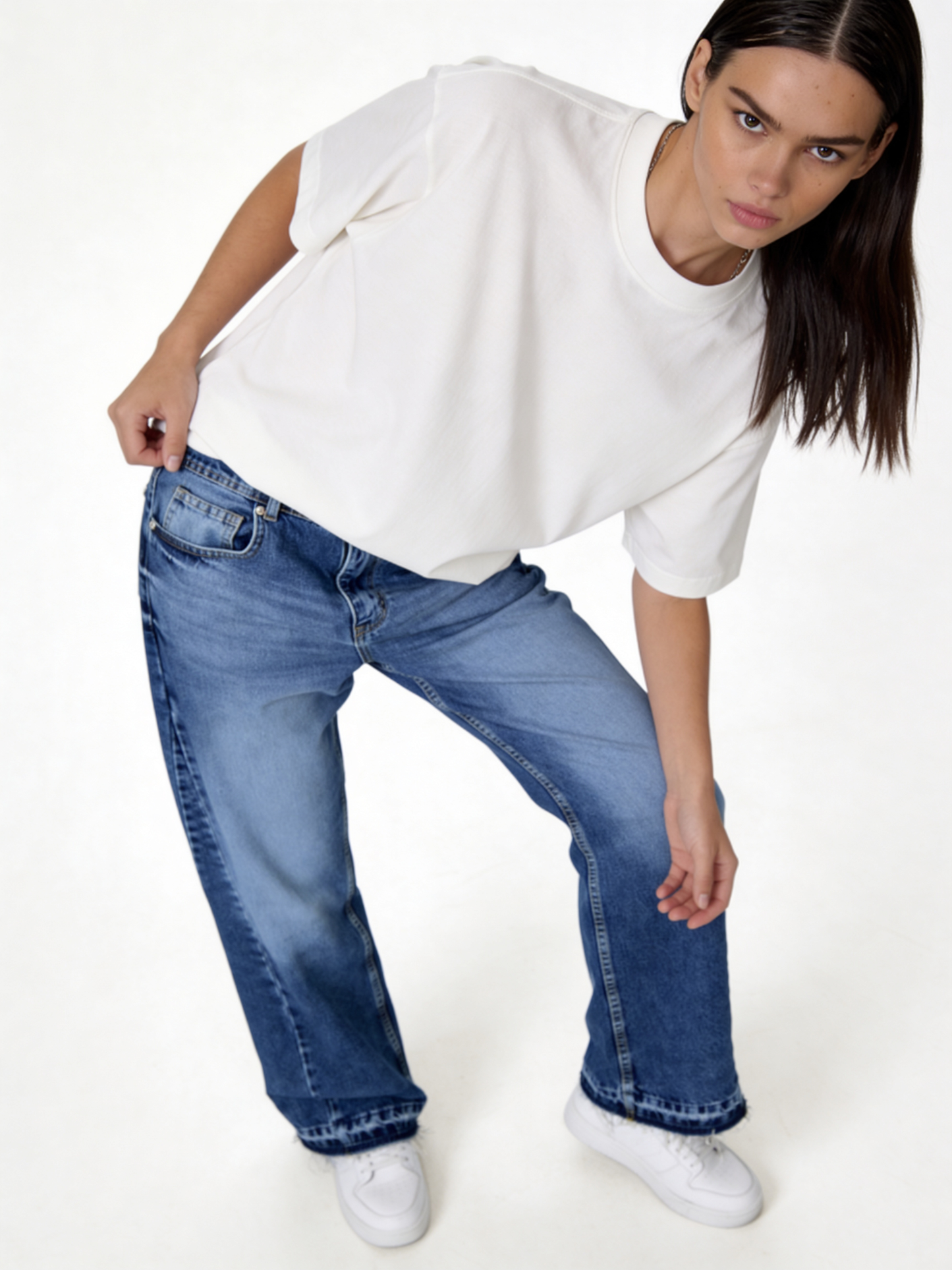 Raw Edge Jeans Denim Straight Leg Fit - seven