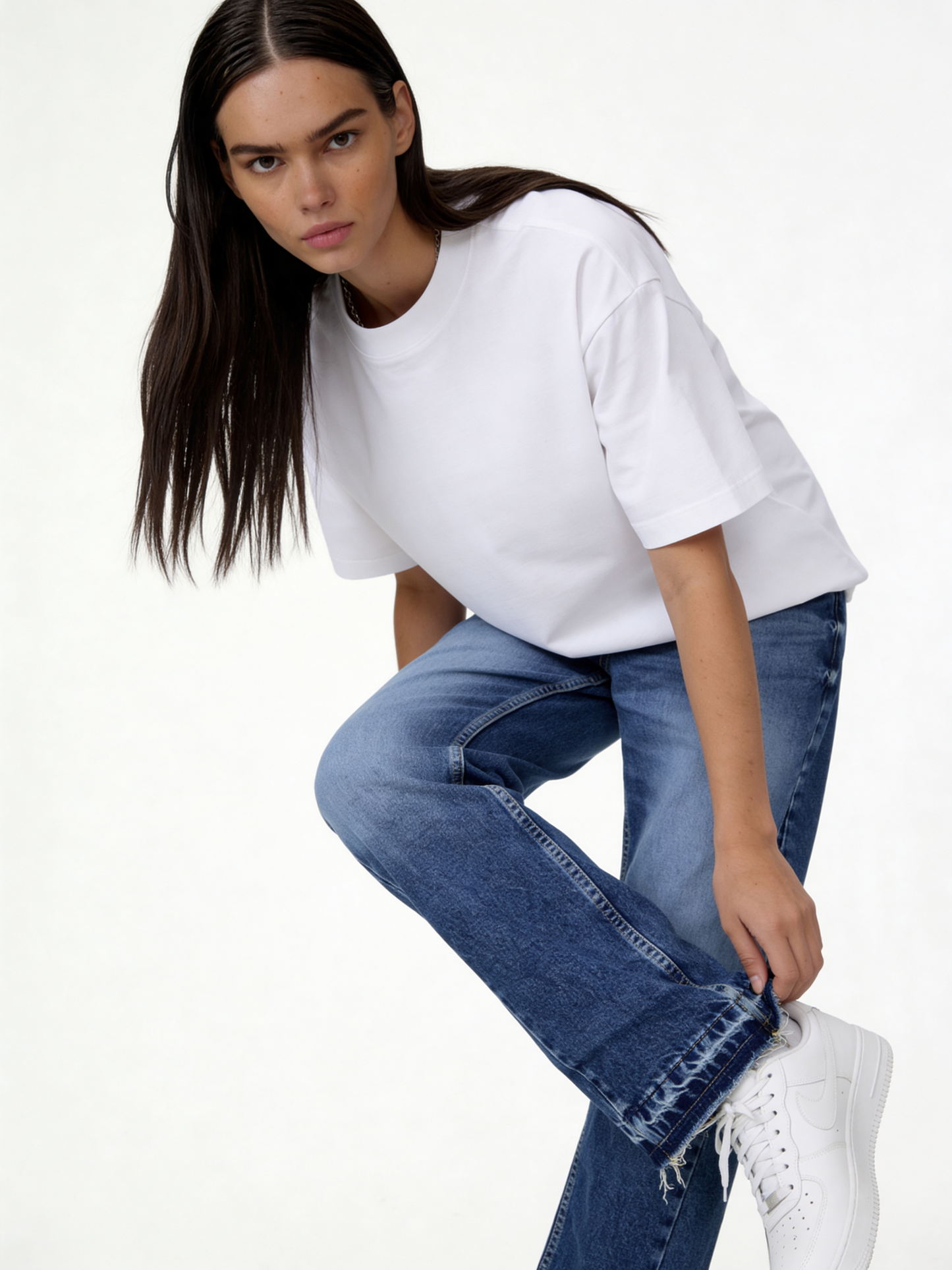 Raw Edge Jeans Denim Straight Leg Fit - seven