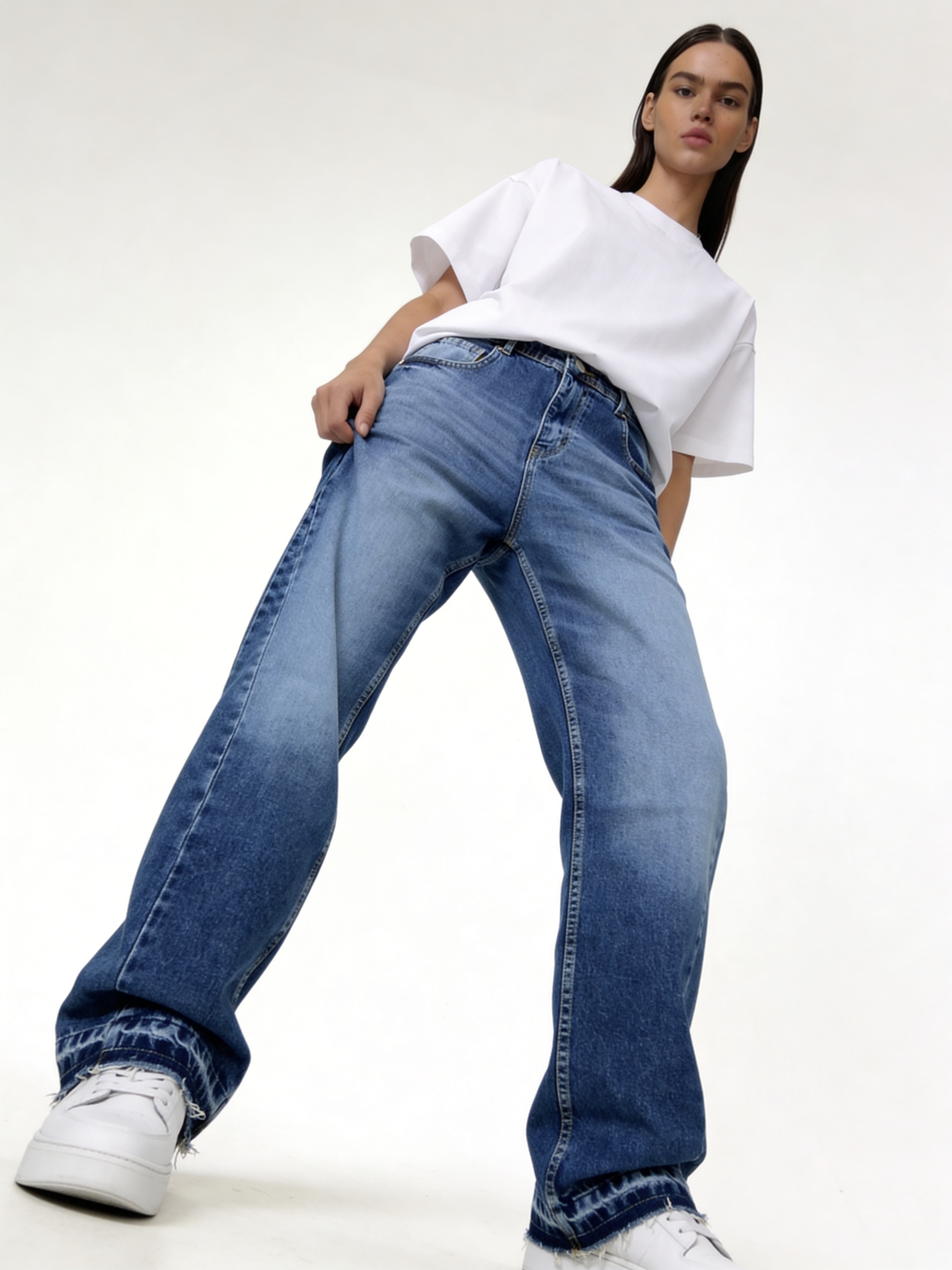 Raw Edge Jeans Denim Straight Leg Fit - seven