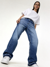 Raw Edge Jeans Denim Straight Leg Fit - seven