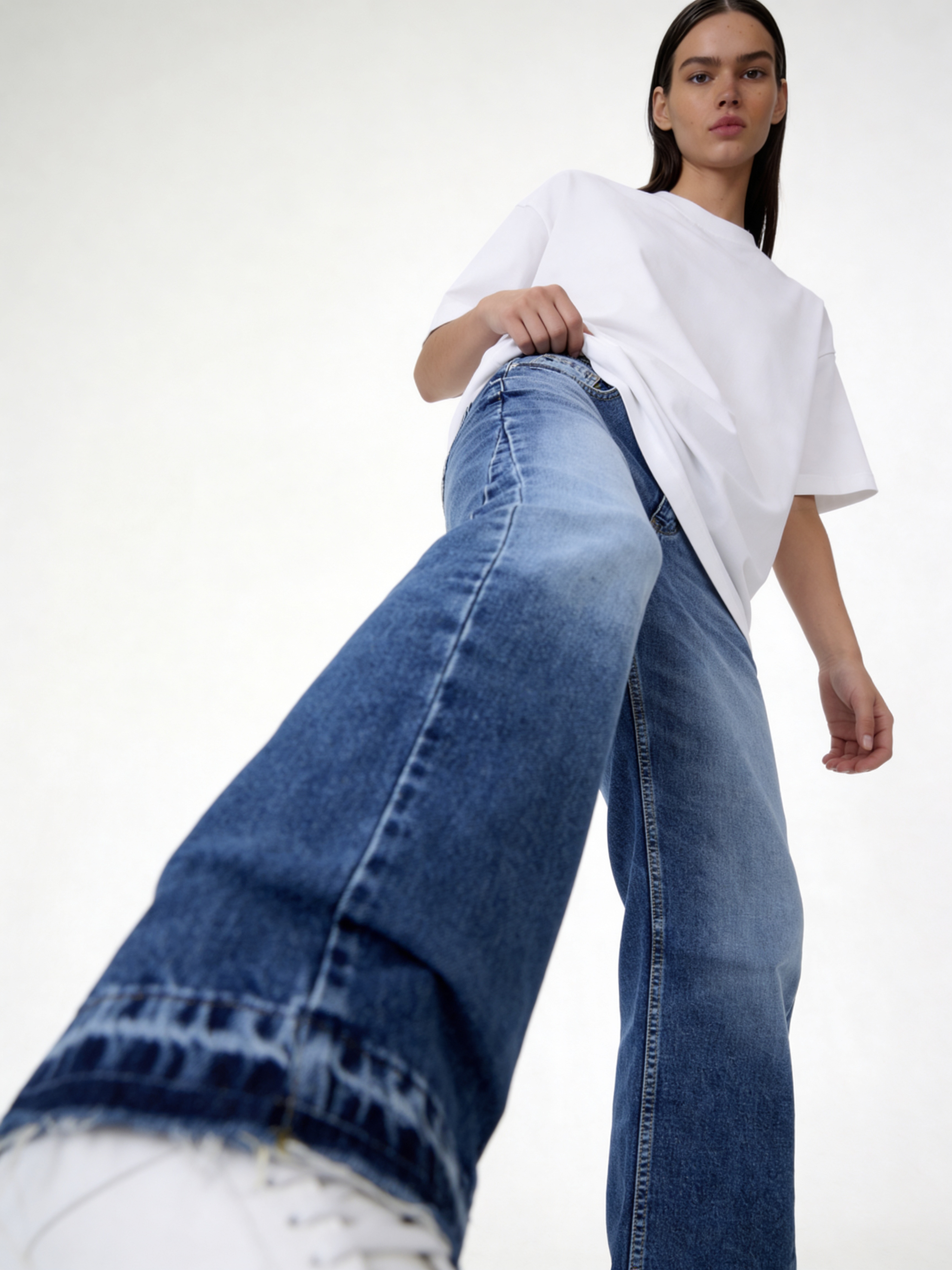 Raw Edge Jeans Denim Straight Leg Fit - seven