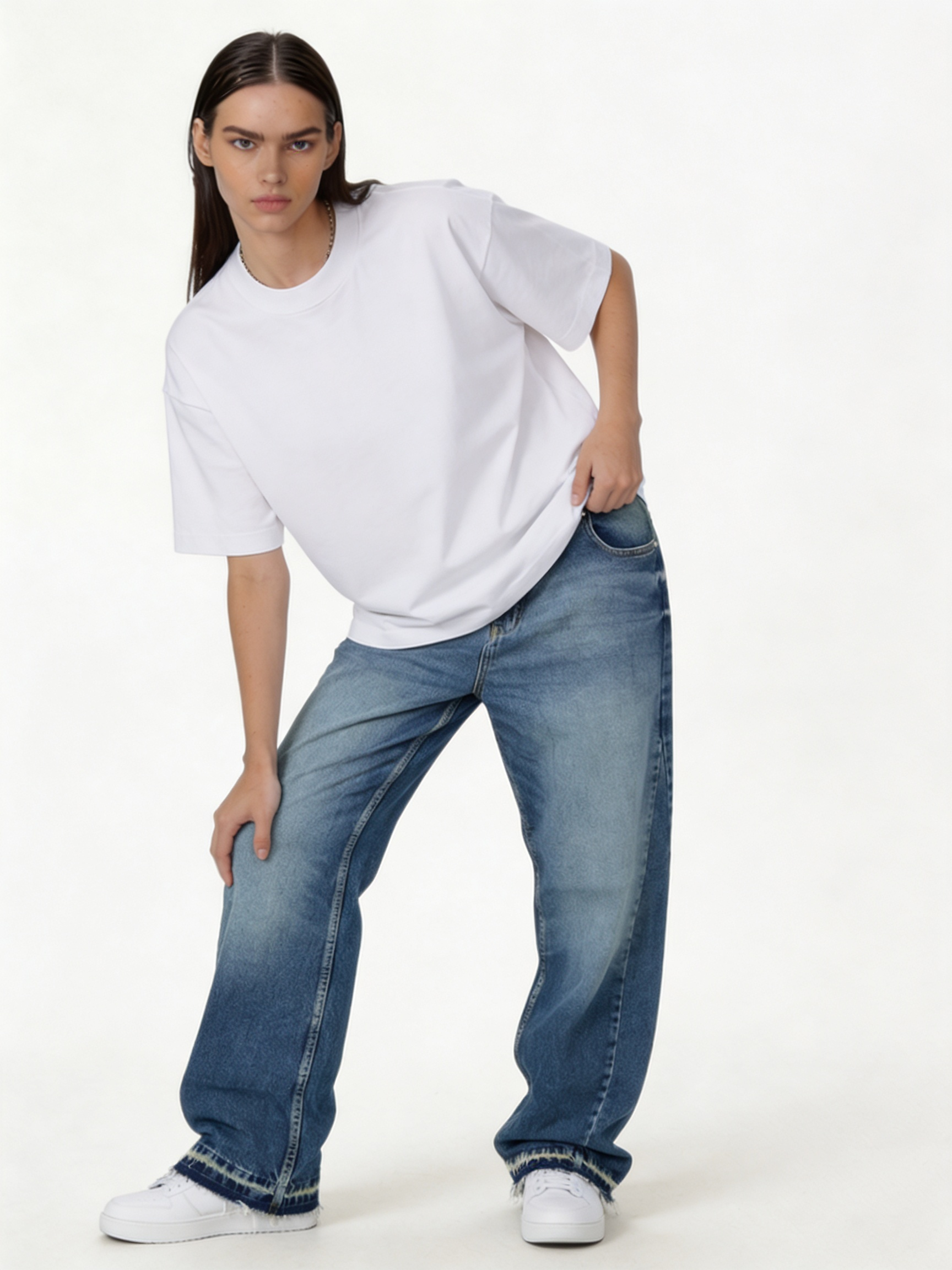 Raw Edge Jeans Denim Straight Leg Fit - seven