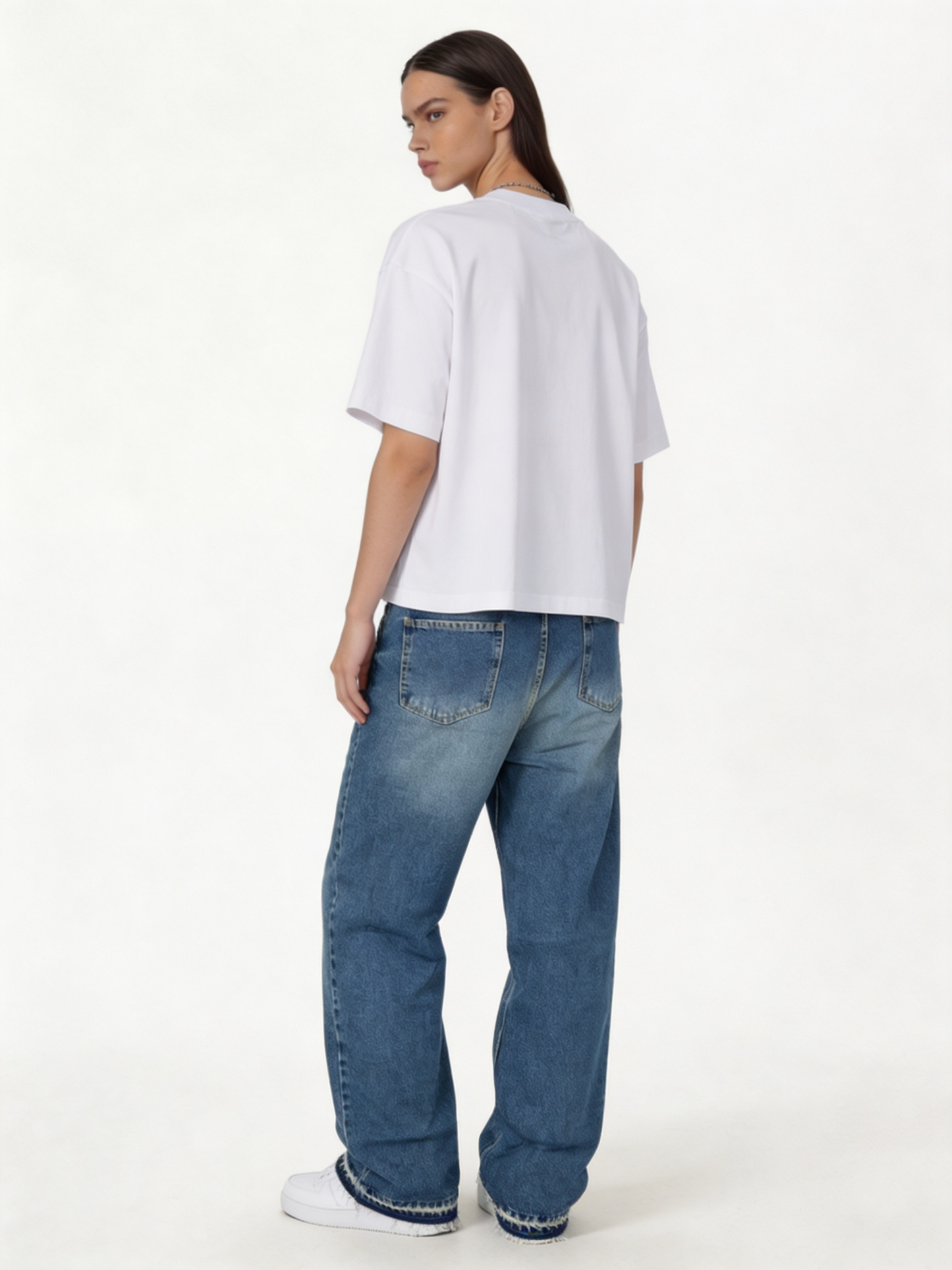 Raw Edge Jeans Denim Straight Leg Fit - seven
