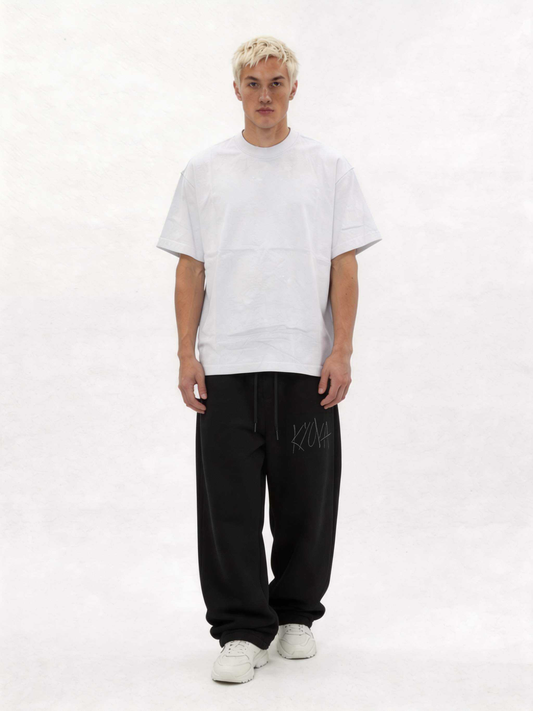 Logo Graphic Sweatpants Cotton Blend Baggy Fit - kyova
