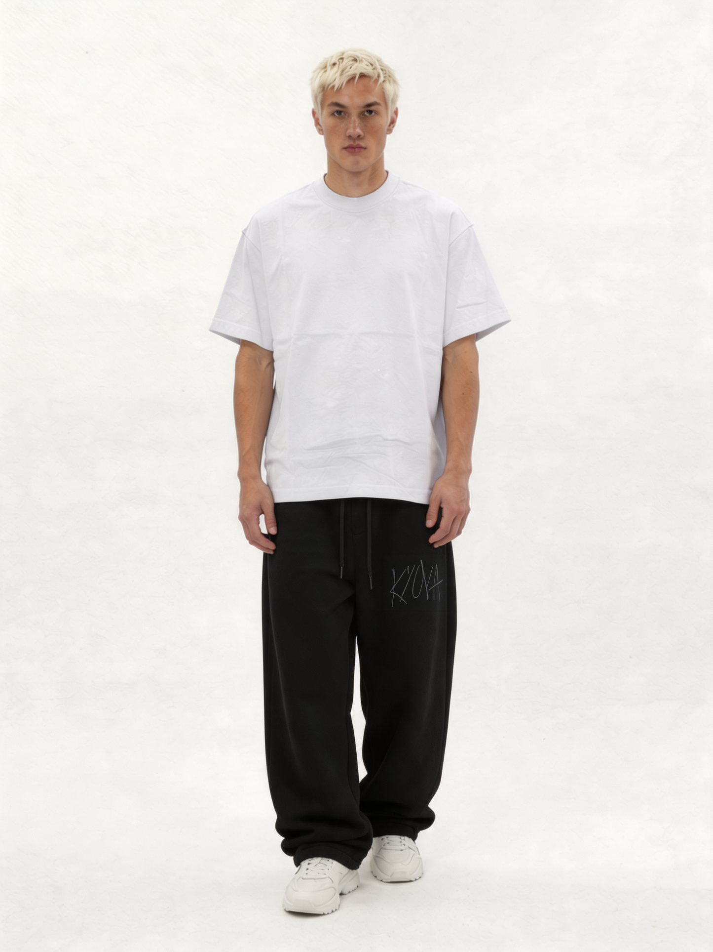 Logo Graphic Sweatpants Cotton Blend Baggy Fit - kyova
