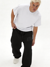 Logo Graphic Sweatpants Cotton Blend Baggy Fit - kyova