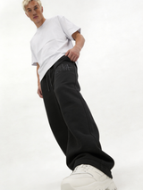 Logo Graphic Sweatpants Cotton Blend Baggy Fit - kyova