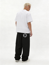 Logo Graphic Sweatpants Cotton Blend Baggy Fit - kyova