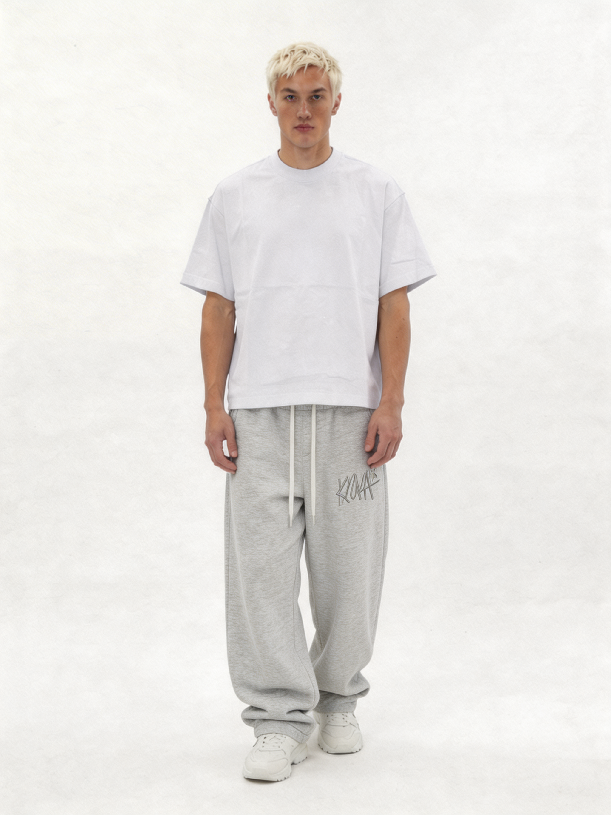 Logo Graphic Sweatpants Cotton Blend Baggy Fit - kyova