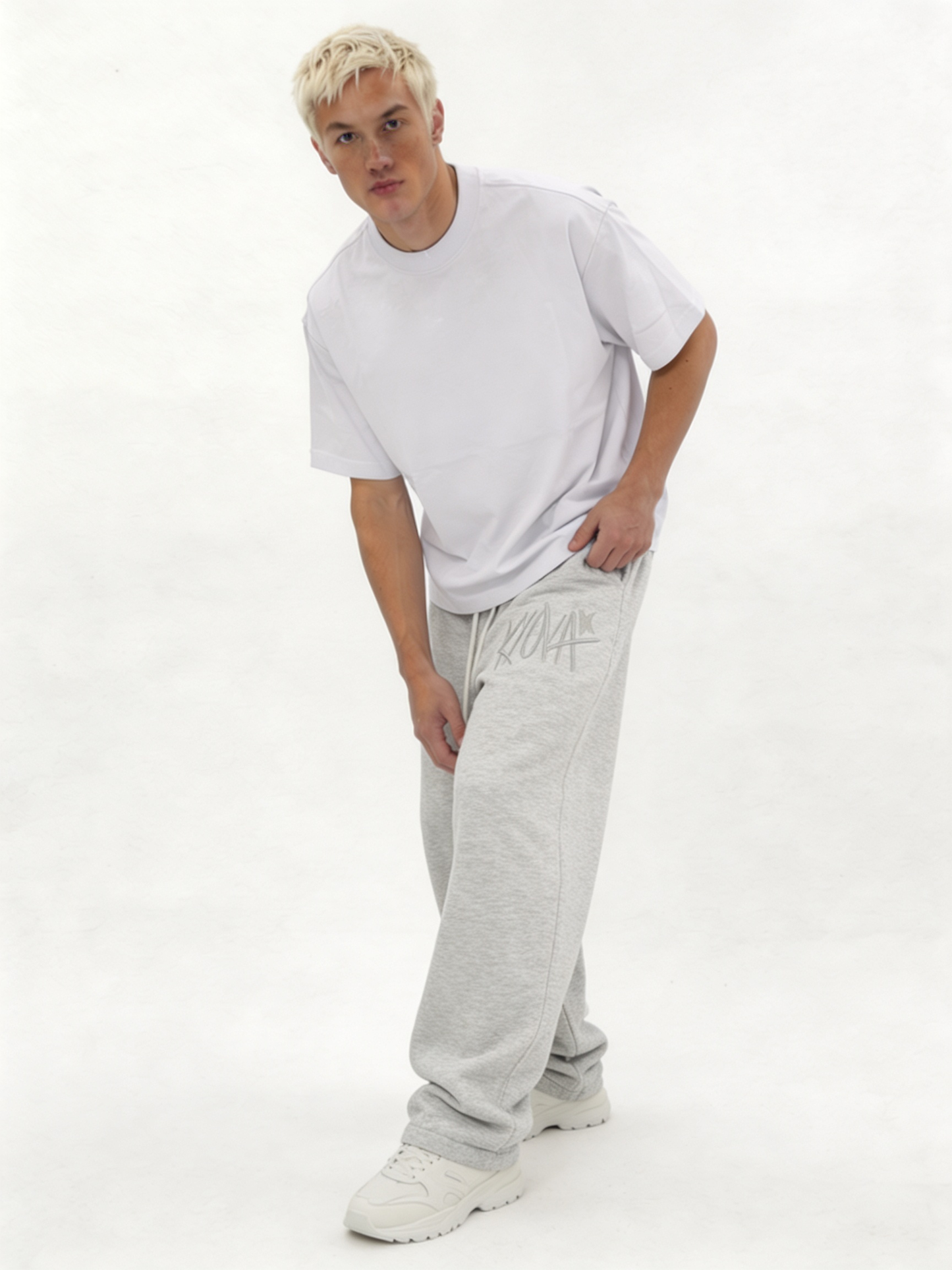 Logo Graphic Sweatpants Cotton Blend Baggy Fit - kyova
