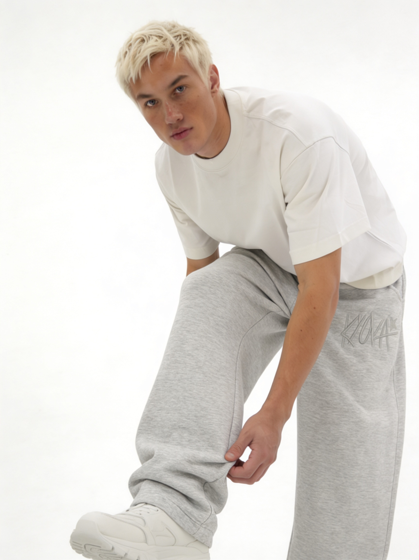 Logo Graphic Sweatpants Cotton Blend Baggy Fit - kyova