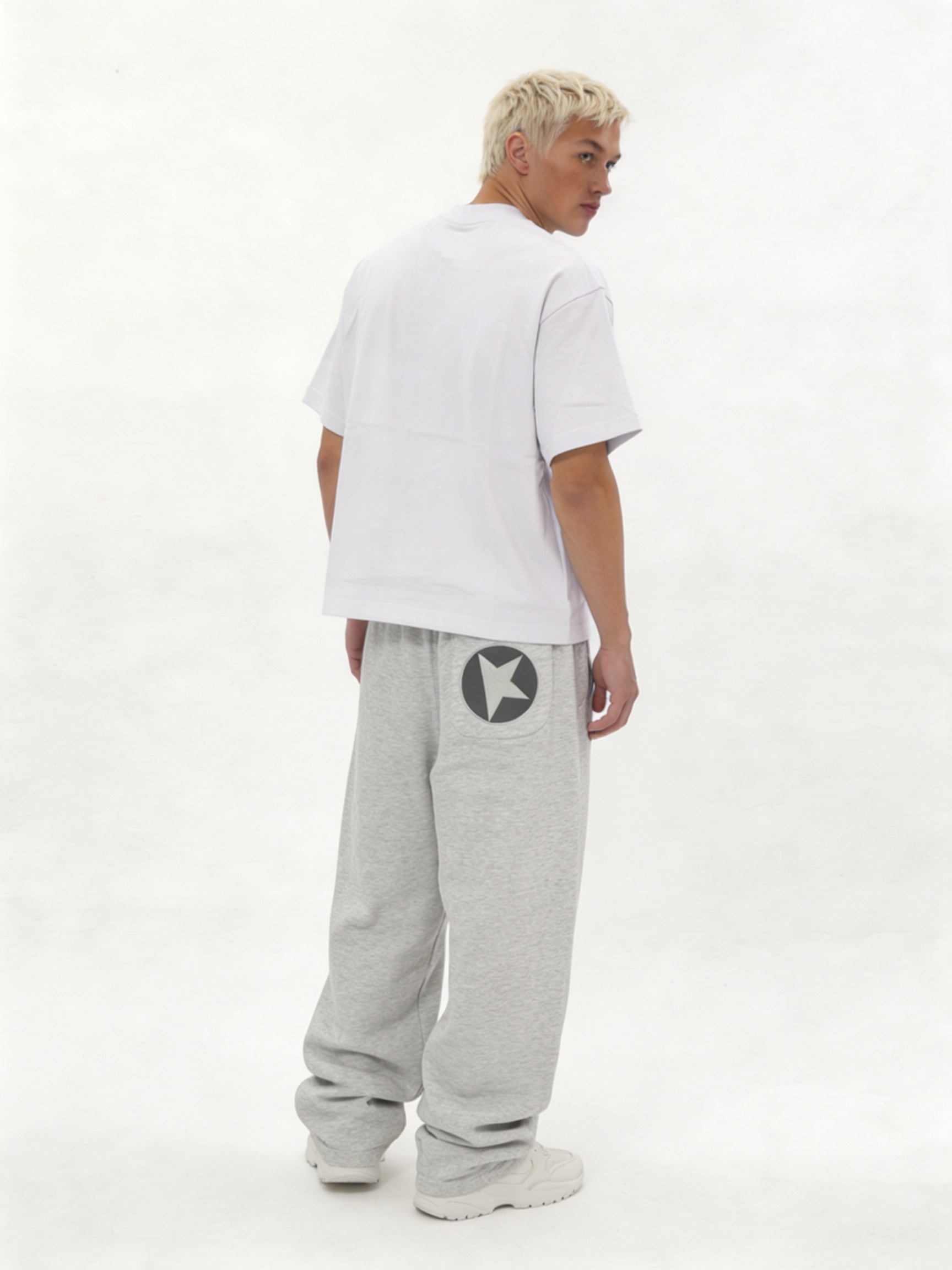 Logo Graphic Sweatpants Cotton Blend Baggy Fit - kyova