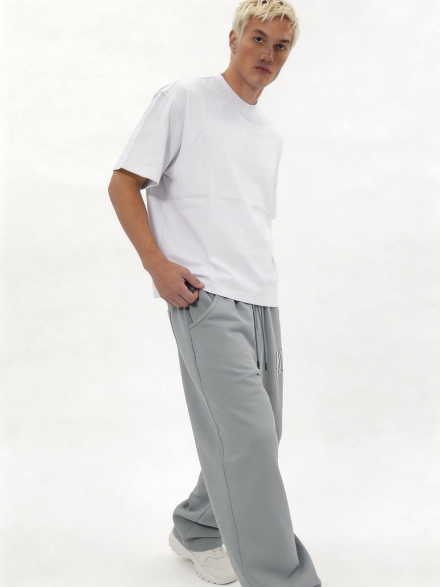Logo Graphic Sweatpants Cotton Blend Baggy Fit - kyova