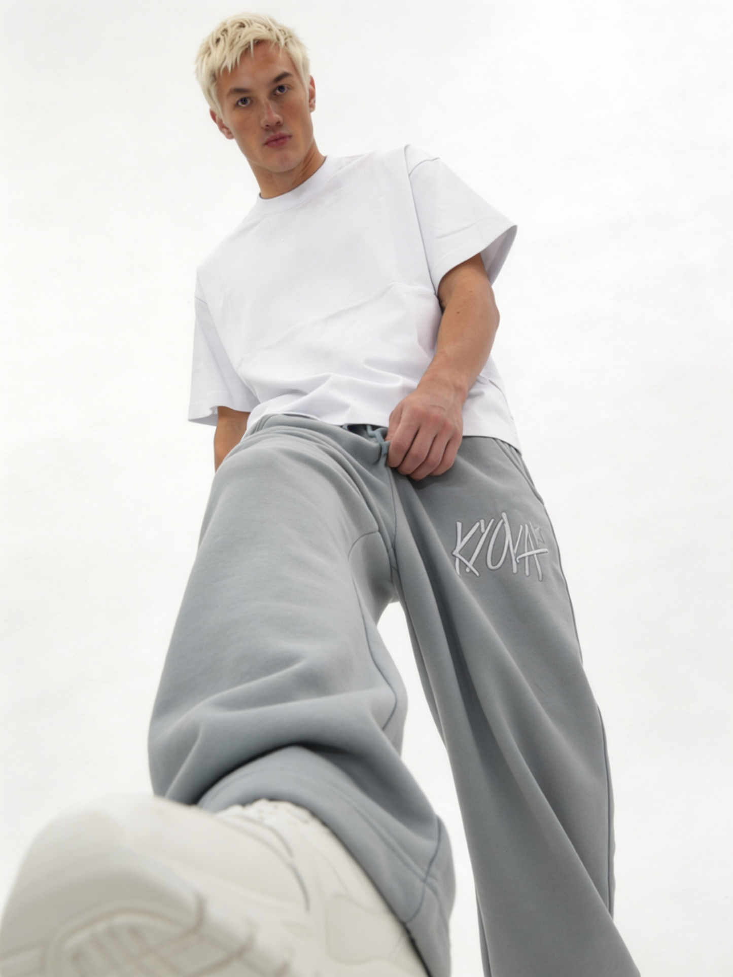 Logo Graphic Sweatpants Cotton Blend Baggy Fit - kyova