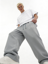 Logo Graphic Sweatpants Cotton Blend Baggy Fit - kyova