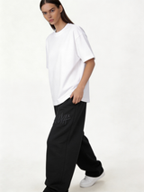 Logo Graphic Sweatpants Cotton Blend Baggy Fit - kyova