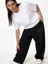 Logo Graphic Sweatpants Cotton Blend Baggy Fit - kyova