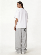 Logo Graphic Sweatpants Cotton Blend Baggy Fit - kyova