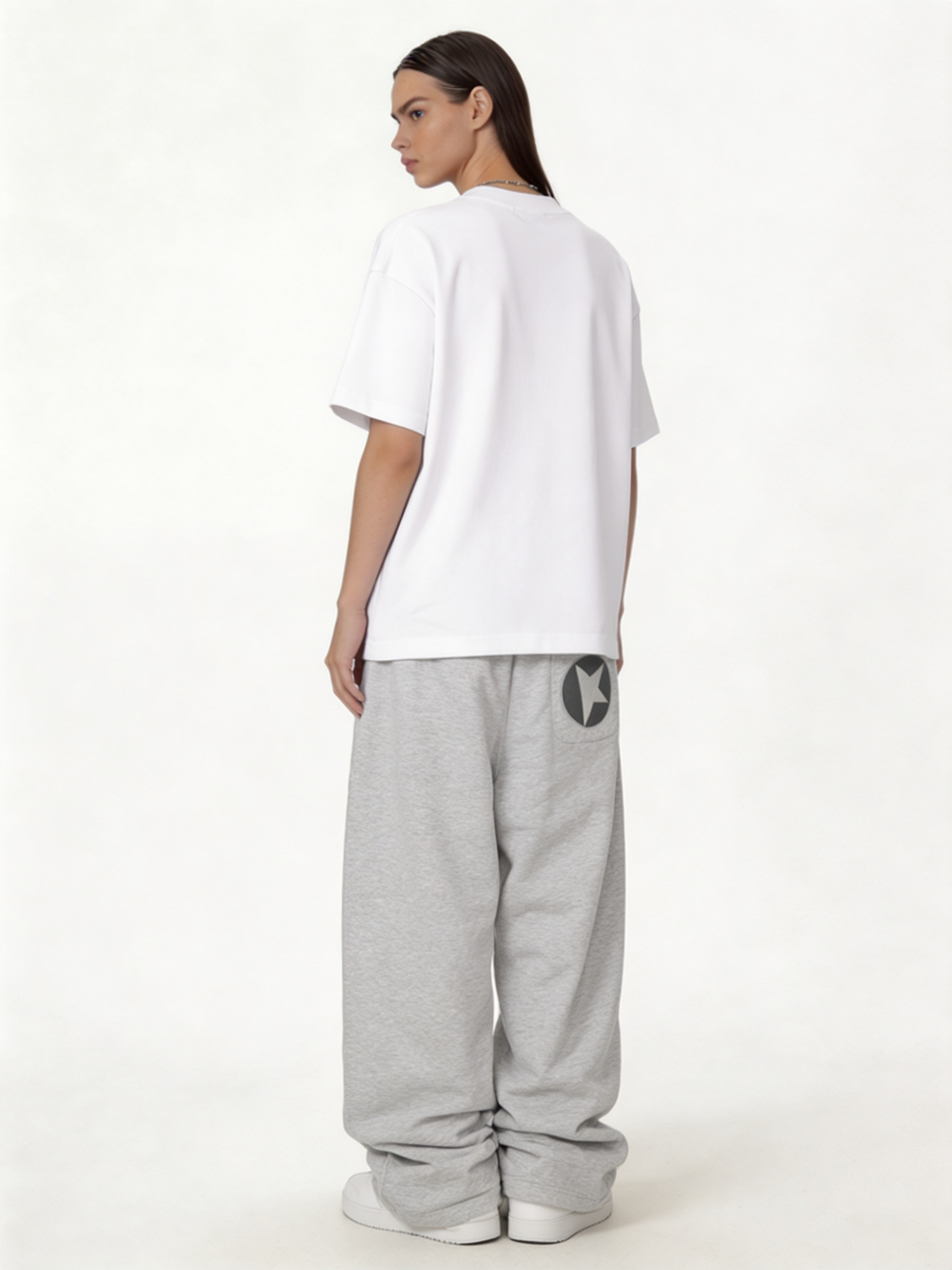 Logo Graphic Sweatpants Cotton Blend Baggy Fit - kyova