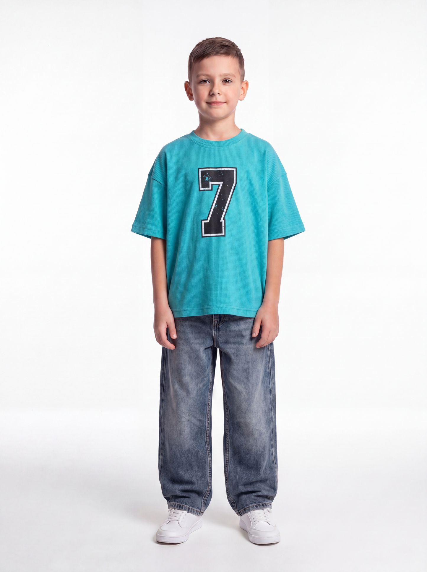 Logo Graphic T-Shirt Cotton Oversized Fit - seven kids
