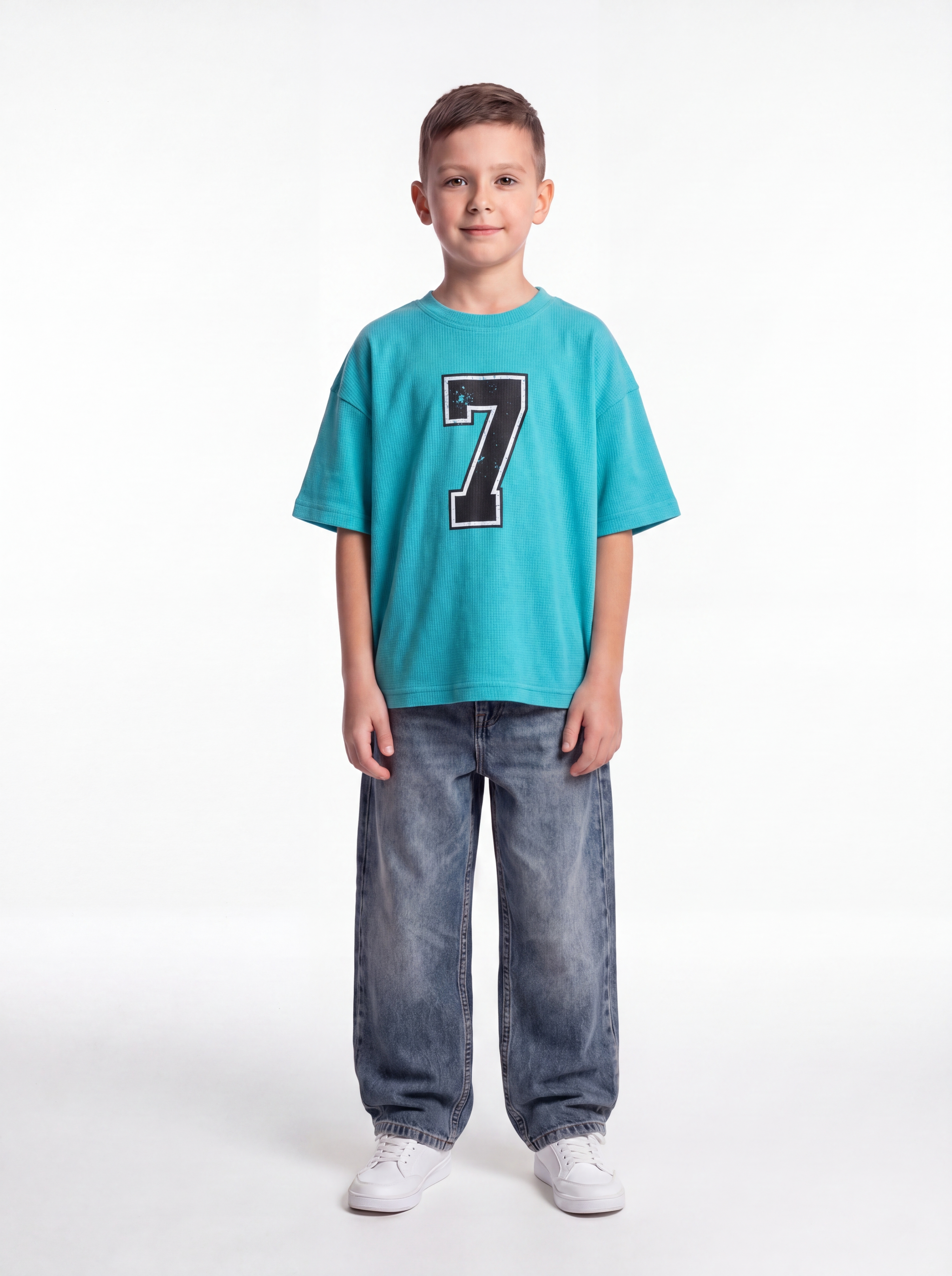 Logo Graphic T-Shirt Cotton Oversized Fit - seven kids