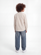 Buttoned Mandarin Collar Shirt Linen Regular Fit - seven kids