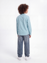 Buttoned Mandarin Collar Shirt Linen Regular Fit - seven kids