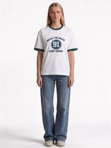 Ribbed Collar Graphic T-Shirt Regular Fit - JE-X