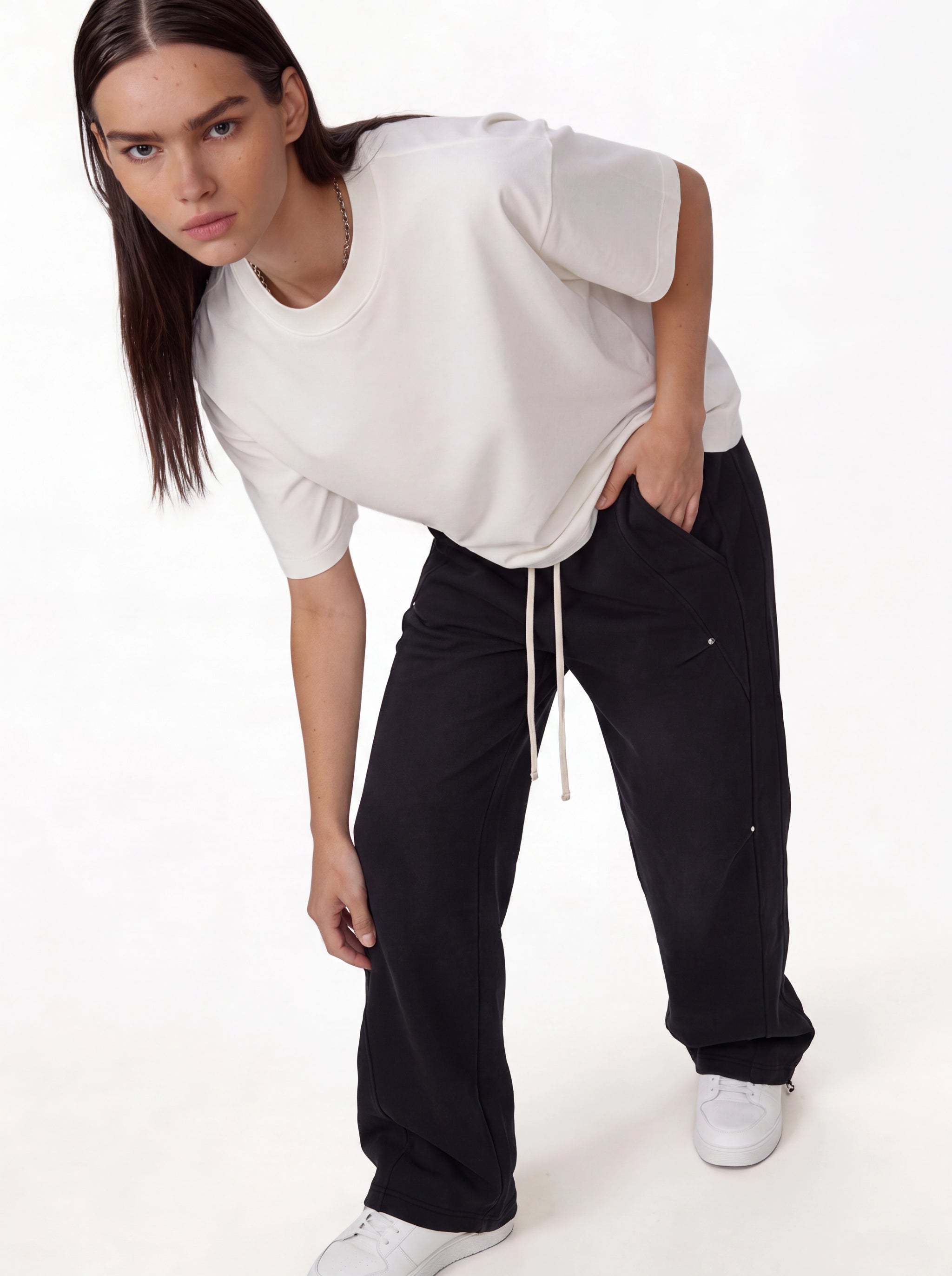 Panelled Sweatpants Cotton Relaxed Fit - je-x