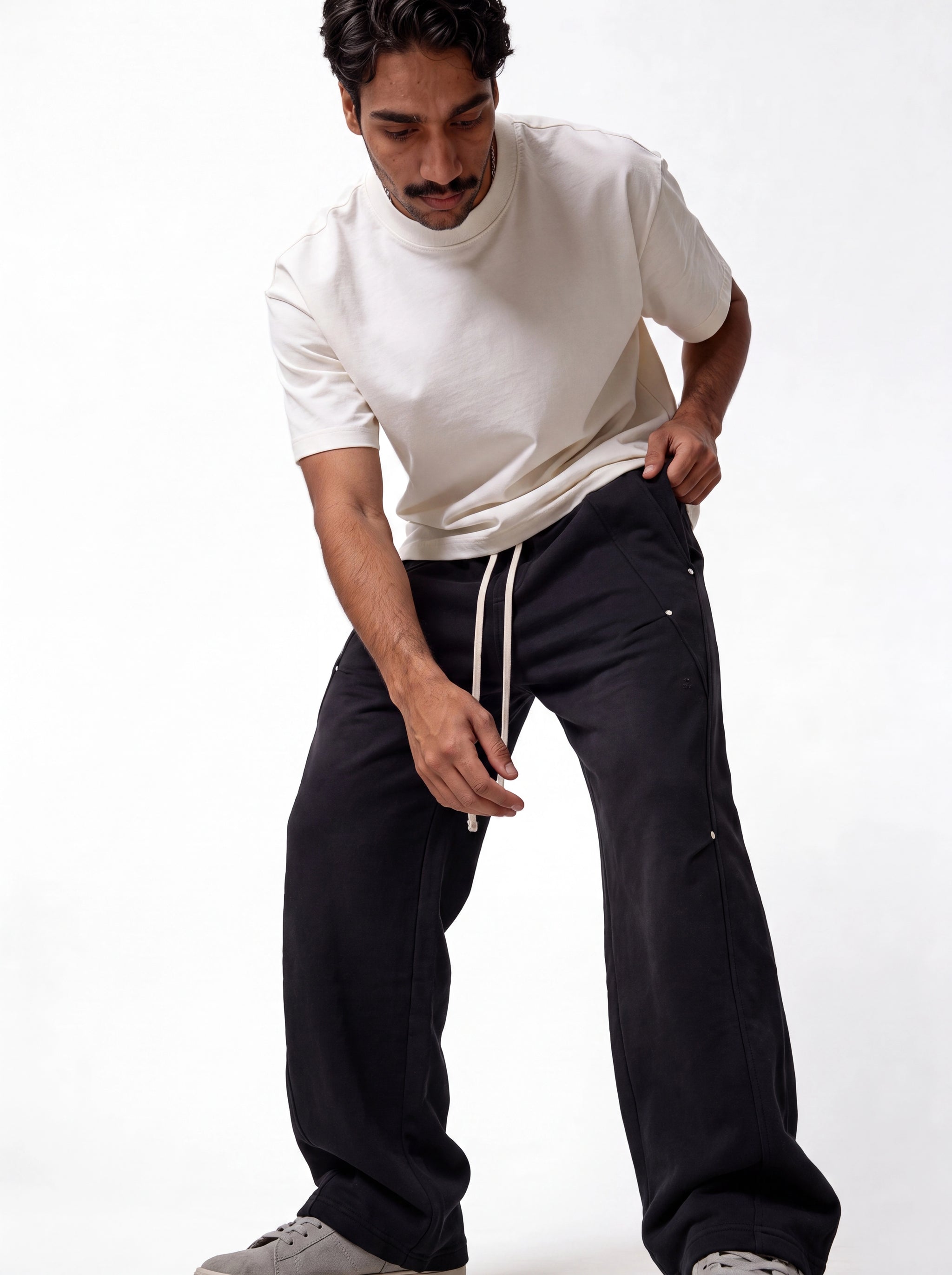 Panelled Sweatpants Cotton Relaxed Fit - je-x