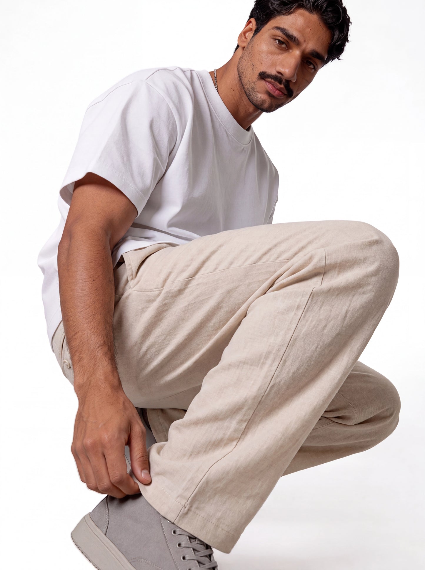 Pleated Trousers Linen Blend Regular Fit - seven