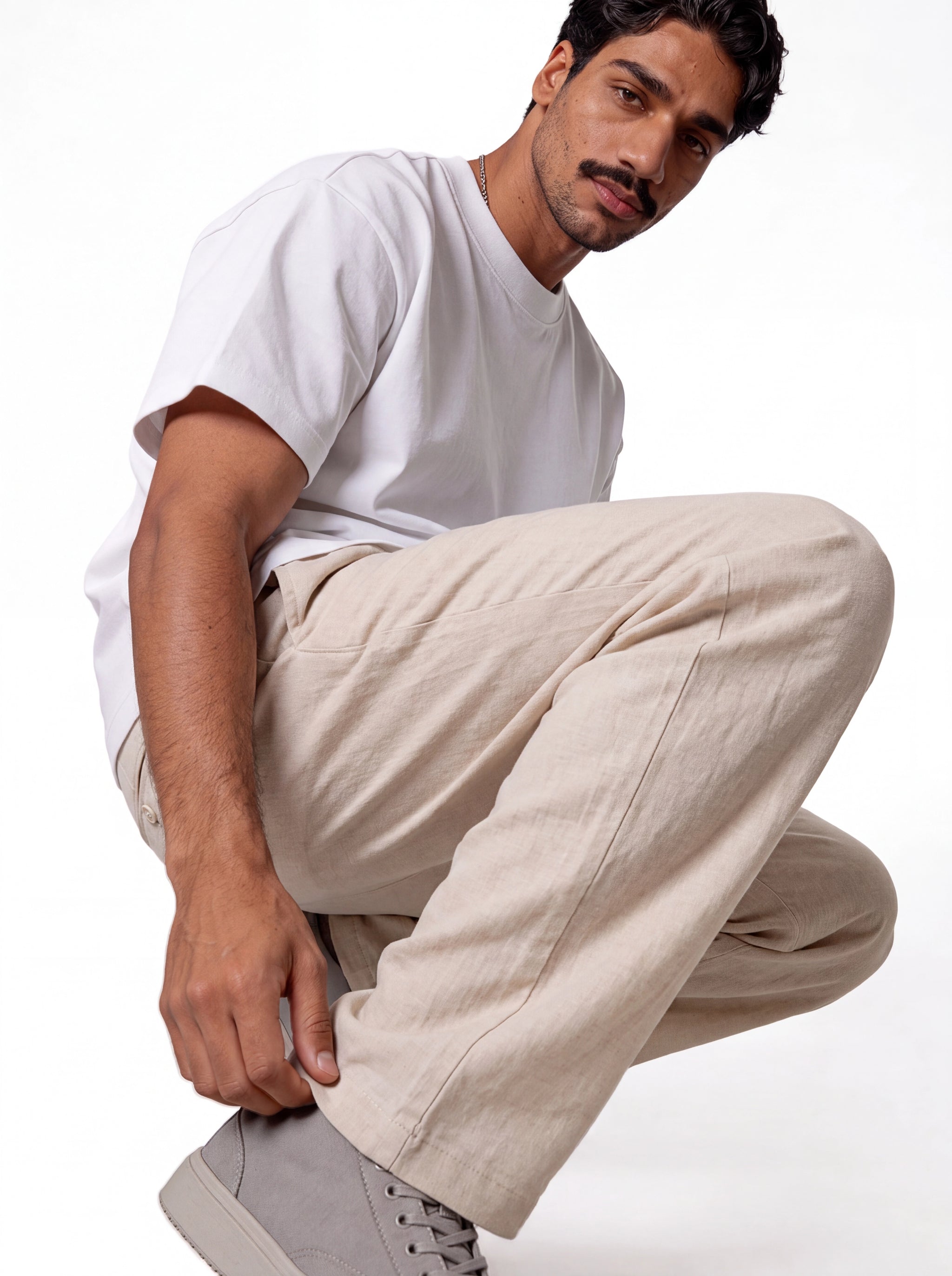 Pleated Trousers Linen Blend Regular Fit - seven