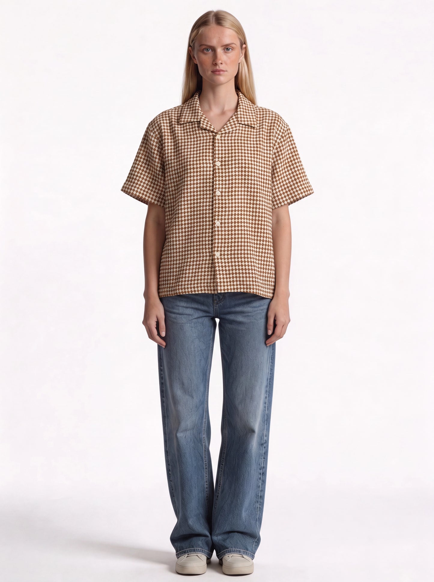 Boxy Checkerboard Jacquard Bowling Shirt - 1932