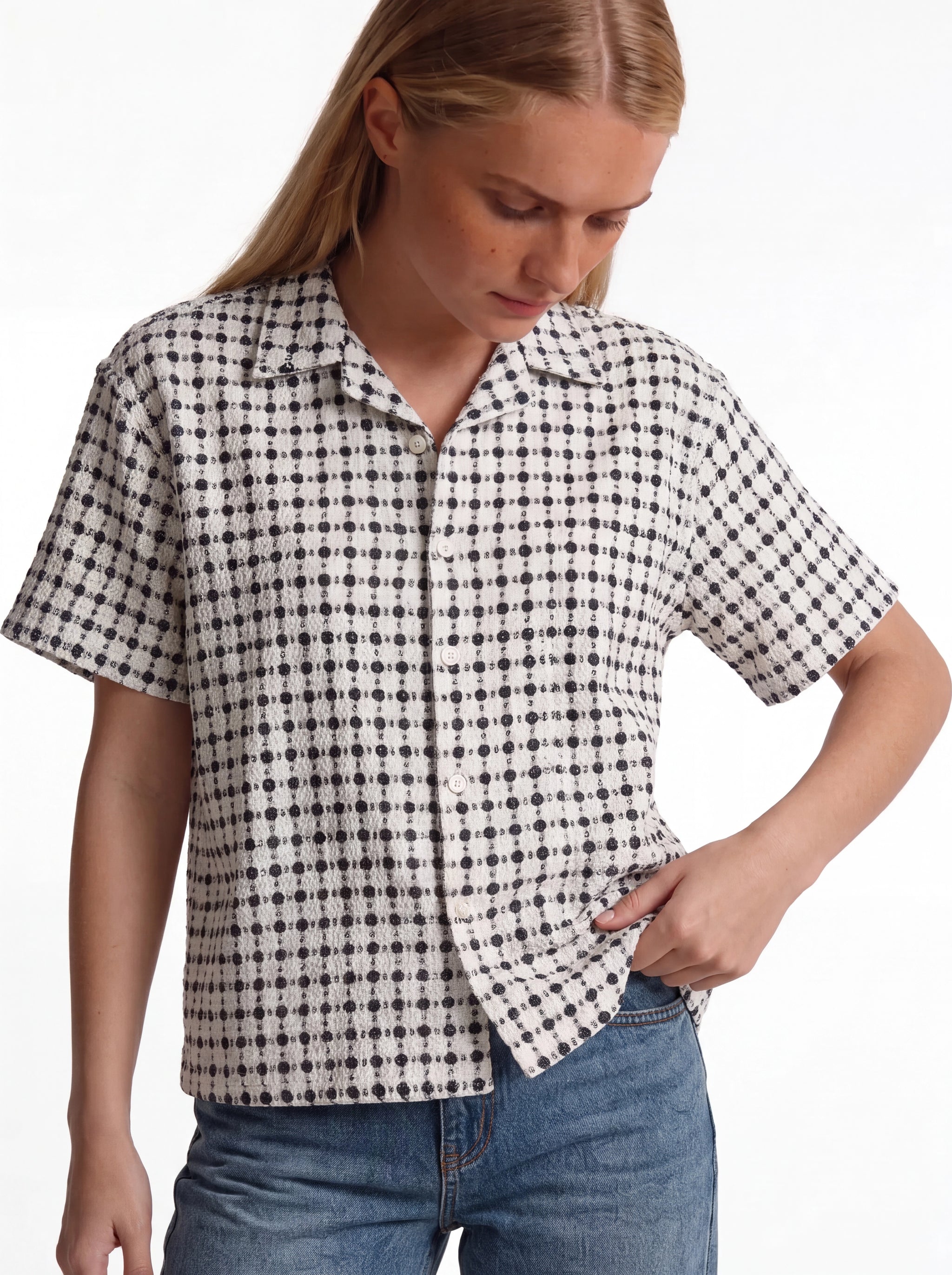 Boxy Geometric Jacquard Bowling Shirt - 1932