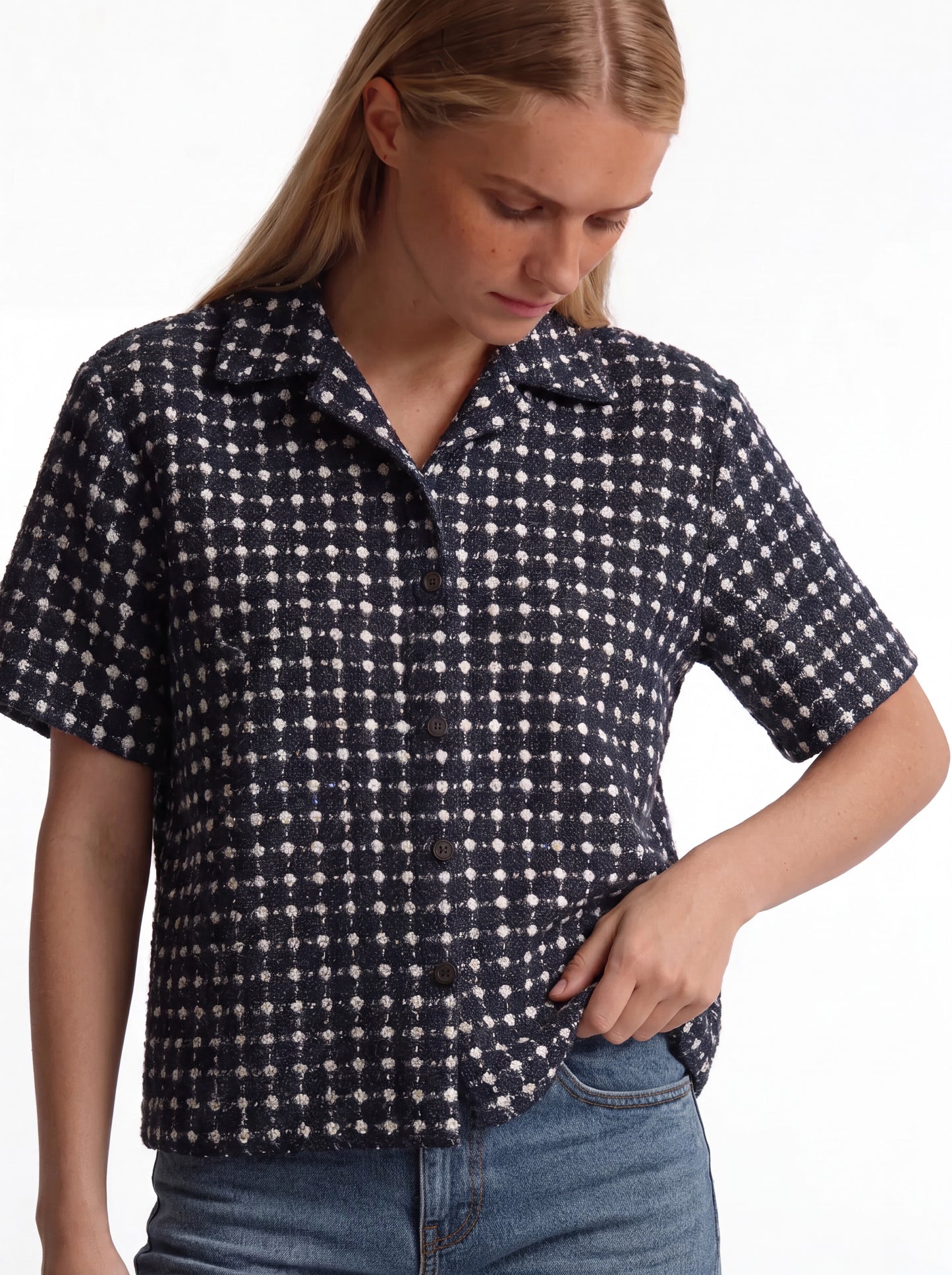 Boxy Geometric Jacquard Bowling Shirt - 1932